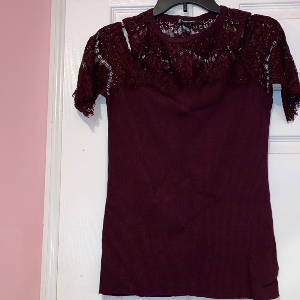 Elegant Off The Shoulder Lace Burgundy Top